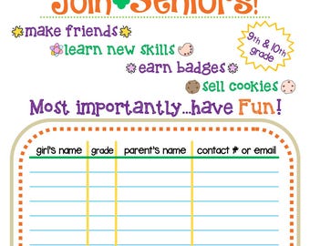 Senior Troop Recruitment Flyer Girl Scouts Editable Printable PDF Template Cookie