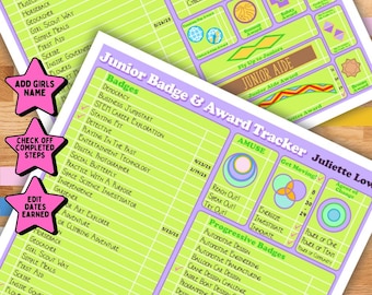 Junior Badge Award Tracker Retro Checklist Chart Fillable Edit Printable PDF Download