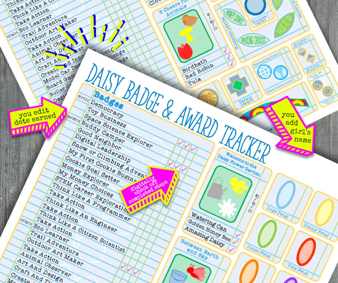 Daisy Girl Scout Badge Award Tracker Checklist NEW 202324 BADGES ADDED