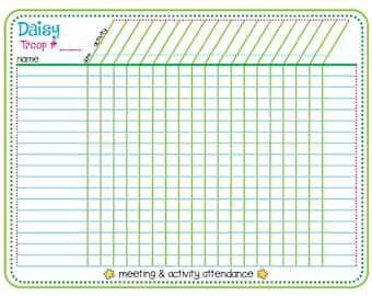 Registro de asistencia a reuniones de Girl Scouts Daisy: Plantilla imprimible (PDF imprimible)