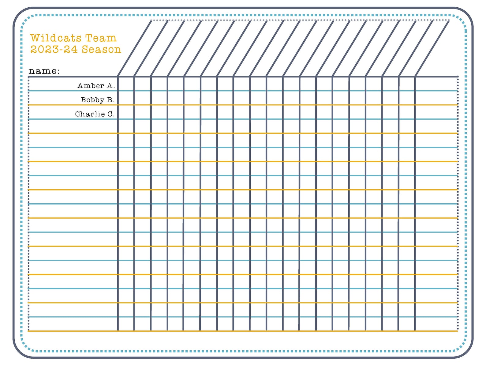 Blank *blue Orange* Meeting Activity Attendance Roster Tracker Blank ...