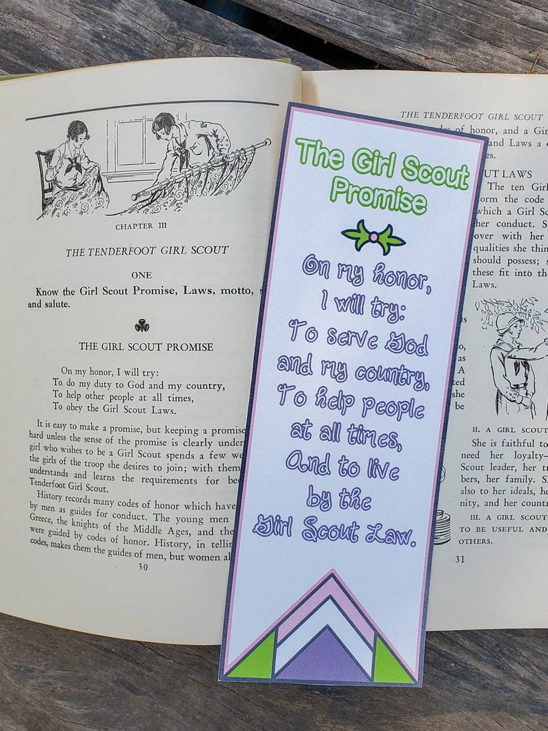 Girl Scout Promise Law Bookmark Gift Printable PDF Template Download - Etsy
