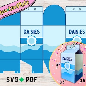 Girl Scout Daisy Party Milk Carton Style Box Printable Template Cut Out PDF Paper Favor Party Digital Download Badges Bridging Cookie