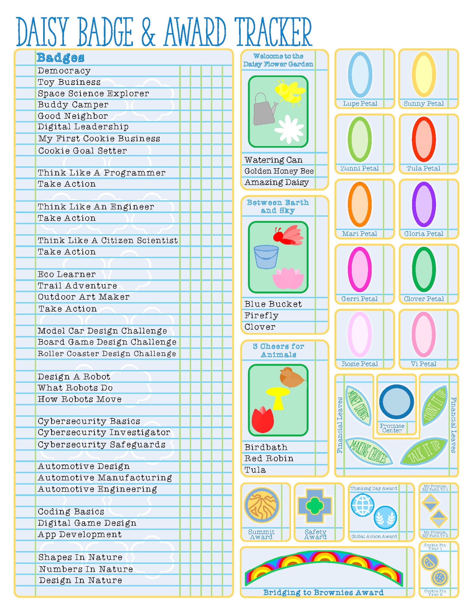Daisy Girl Scout Badge Award Tracker Checklist NEW 2021 Etsy