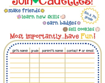 Cadette Troop Recruitment Flyer Girl Scouts Editable Printable PDF Template Cookie
