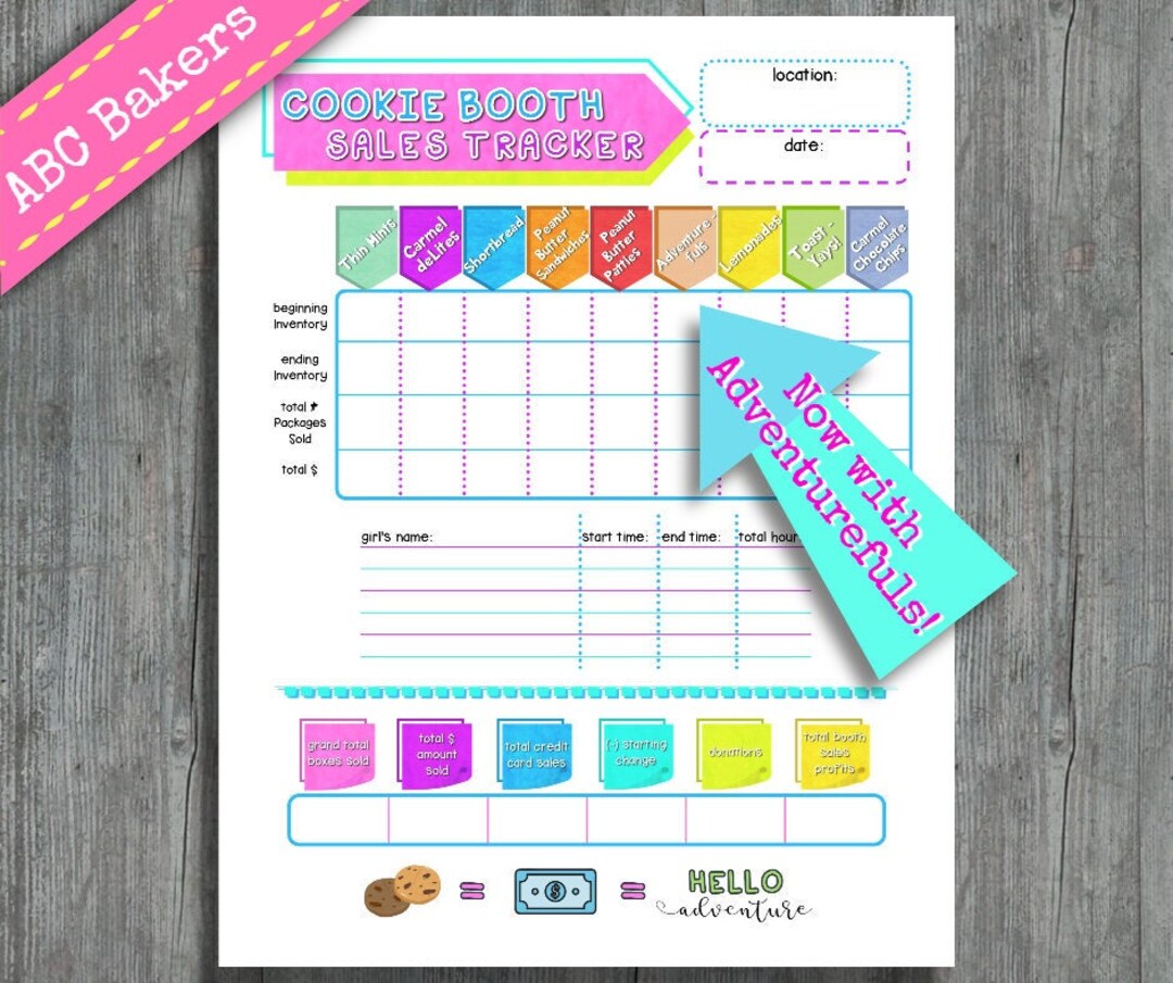 ABC Bakers Girl Scout Cookie Booth Sales Tracker 2024 Template