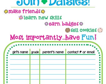 Daisy Troop Recruitment Flyer Girl Scouts Editable Printable PDF Template Cookie