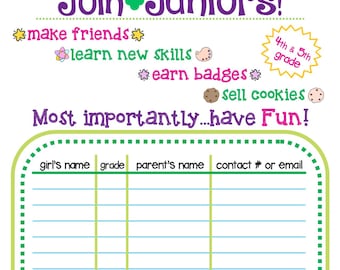 Junior Troop Recruitment Flyer Girl Scouts Editable Printable PDF Template Cookie