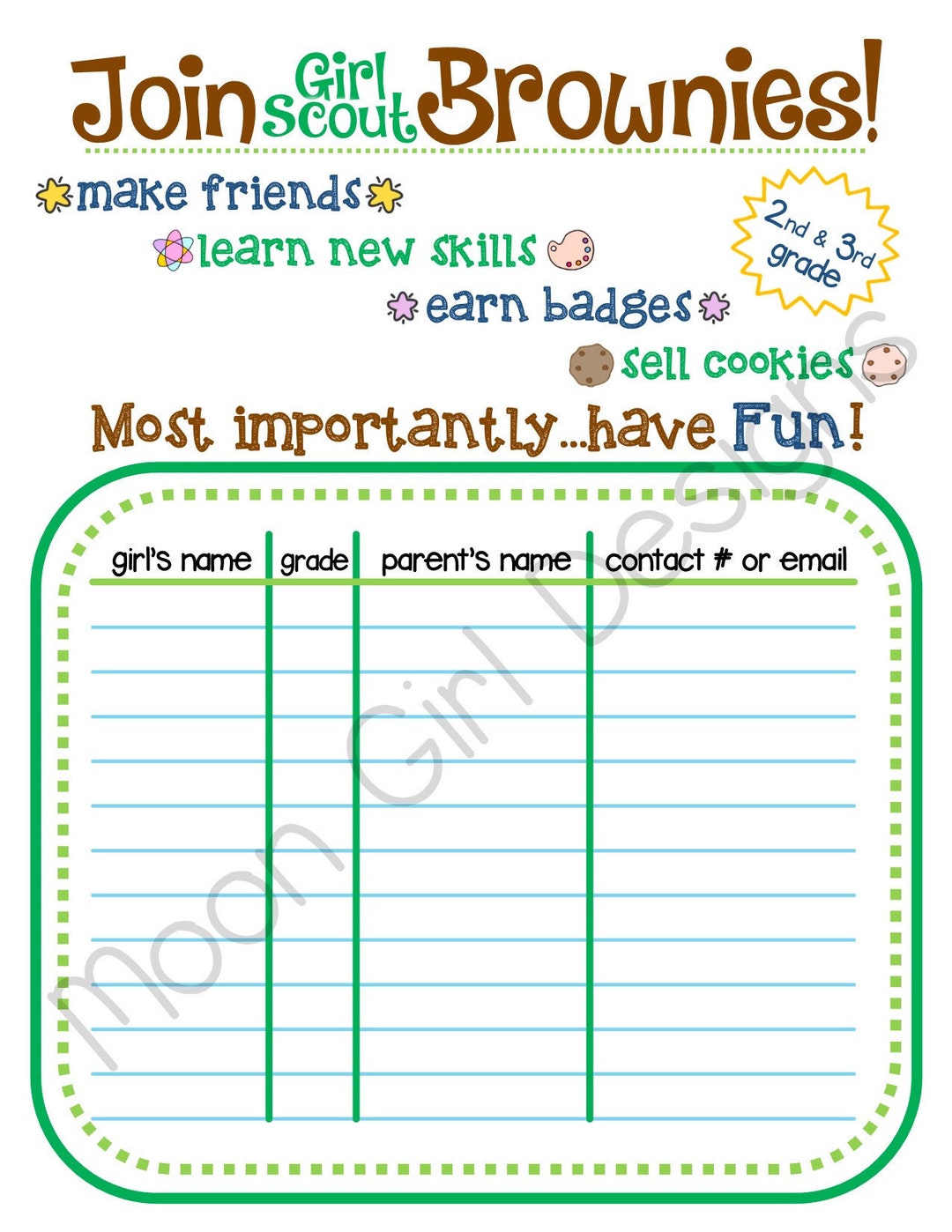 Brownie Troop Recruitment Flyer Girl Scouts Editable Printable Etsy UK