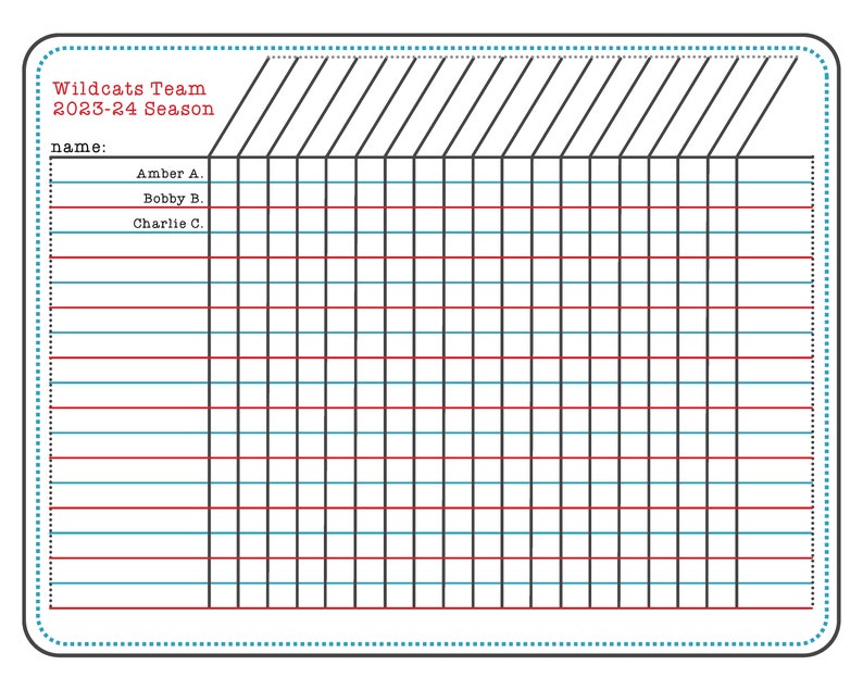 Blank *blue Red* Meeting Activity Attendance Roster Tracker Blank Sign ...