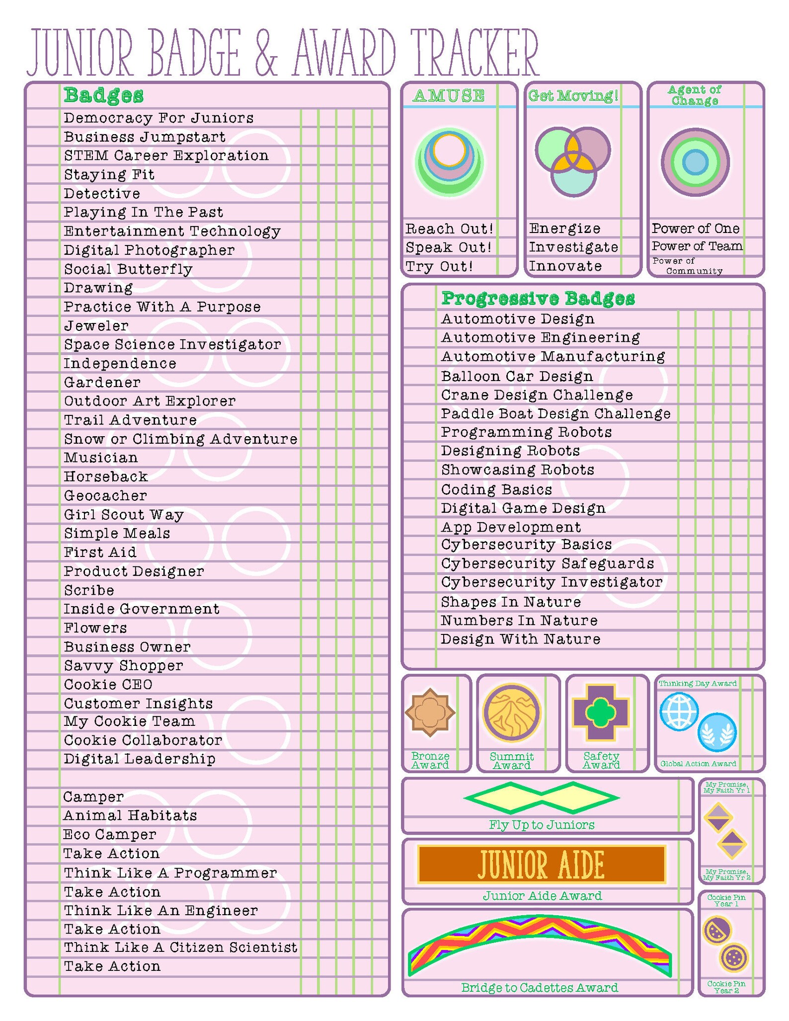 Junior Girl Scout Badge Award Tracker Checklist NEW 2021 Etsy