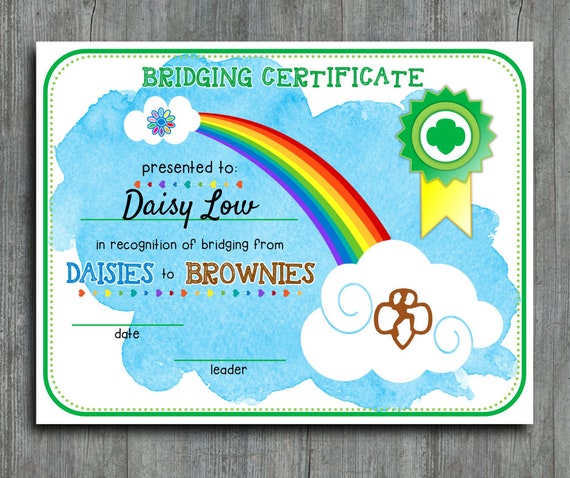 Daisy Brownie Girl Scout Bridging Certificate Template Troop | Etsy
