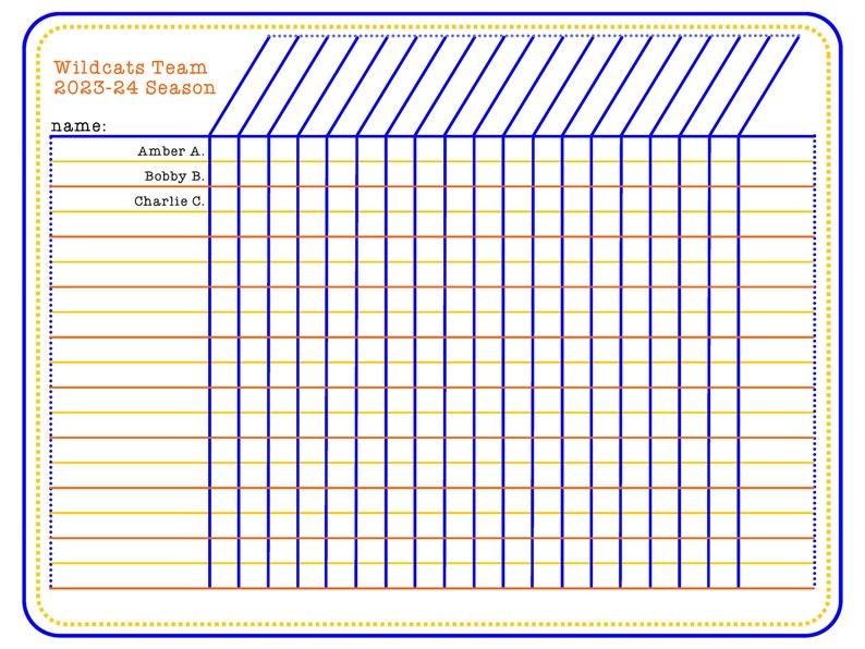 Event Sign In Roster Blank *blue Orange Yellow* Meeting Activity Attendance Roster Tracker ...