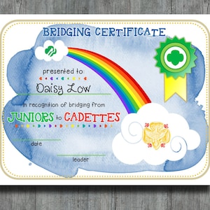 Junior Cadette Girl Scout Bridging Certificate Template Fillable Edit ...