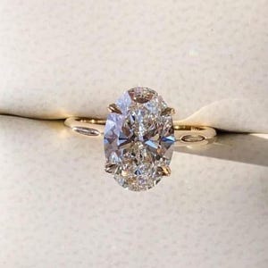3 CT Oval Cut Moissanite Solitaire Engagement Ring For Women, Promise Ring, Oval Solitaire Hidden Halo Ring, Wedding, Anniversary Ring