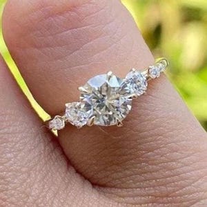 2 CT Round Cut Moissanite Engagement Ring, 14K Unique Pave Wedding Ring, Classic 5 Prongs Solitaire Ring, Vintage, Anniversary Ring For Her