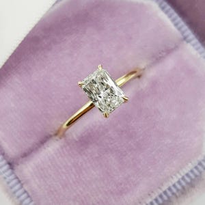 Radiant Cut Engagement Ring, 14K Yellow Gold Wedding Ring Stackable Dainty Proposal Ring Hidden Halo Anniversary Gift For Women Promise Ring