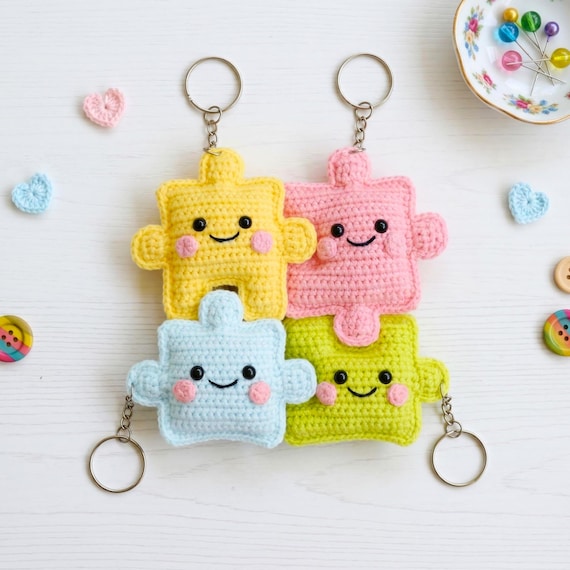 Family Puzzle Pieces Crochet Pattern PDF – Cute Amigurumi Plush Tutorial, Easy Beginner Friendly Matching Family Gift DIY, Cute Crochet