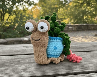 アミグルミカタツムリ植木鉢のかぎ針編みパターン：ホームデコレーションPDFガイド