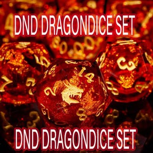 Dnd dragon liquid core dice set , liquid core d and d dice for dnd gifts ,New dragon resin liquid dice, rpg dice set, red dragon d&d dice