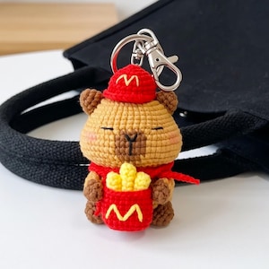 Capybara Fast Food Crochet PDF Pattern - Cute Capybara Keychain - Capybara Lover Amigurumi - Funny Animal Crochet Tutorial - DIY Bag Charm
