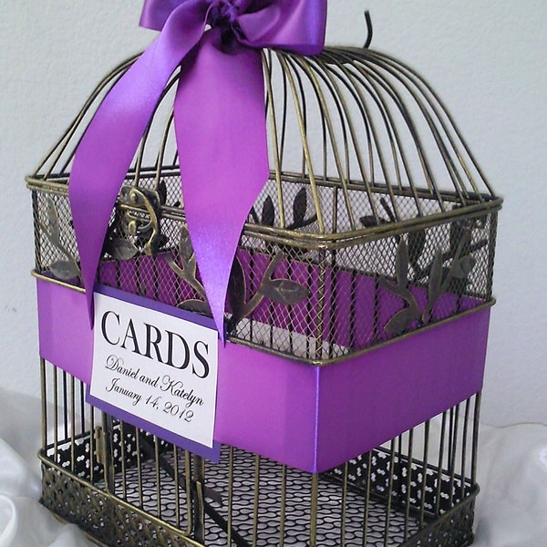 LARGE Personalized Bird Cage Wedding Card Holder