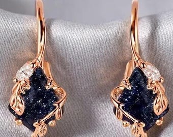 Blue Sandstone Kite Shaped Earrings, 925 Sterling Silver Earrings, Kite Cut, Bridal Earrings, Gemstone Earrings, Nature Earrings, Women