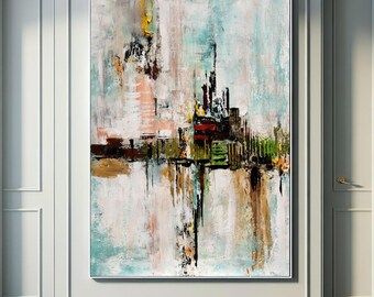 Wohnzimmer Wanddekoration, Original handgefertigter Stil, moderne Kunst, extra große Wandmalerei, abstrakte Kunst Malerei