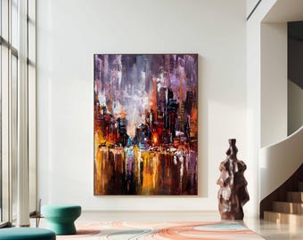 Lebendiges, extragroßes abstraktes Gemälde auf Leinwand - Handgefertigtes strukturiertes Kunstwerk für Wohndekor, wunderschön