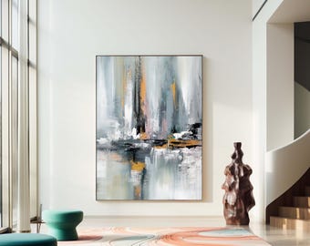 Zeitgenössische abstrakte Leinwand Kunst, buntes Ölgemälde, handgemachte große Wanddekor, Wohnzimmer Kunst,