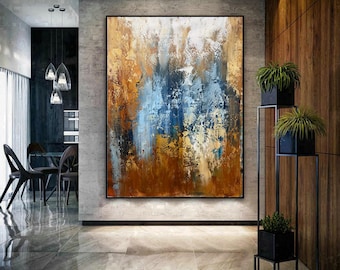 Textured Painting On Canvas, Blue Abstract Artwork, Large Modern Painting, Fine Art Decor, Unique Wall Art, Abstract Room Decor