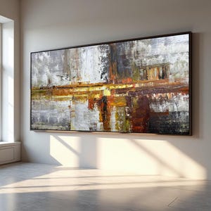 Abstract Earth Tone Painting on Canvas, Modern Rust Orange Brown Gray Wall Art, Contemporary Textured Acrylic Artwork