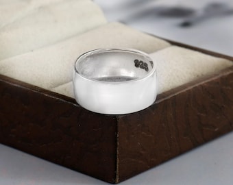 925 Sterling Silver Wide Band Ring, Minimalist Unisex Statement Jewelry
