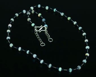 Ethiopian Opal Beaded Necklace | Sterling Silver, October Birthstone