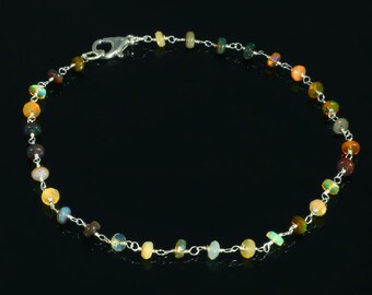 Handmade Ethiopian Welo Opal Bracelet – Sterling Silver Wire Wrapped Jewelry