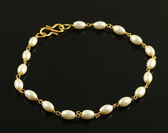 Dainty Freshwater Pearl Bracelet – Elegant 925 Sterling Silver Jewelry