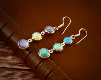 Ethiopian Opal Dangle Earrings | Sterling Silver October Birthstone