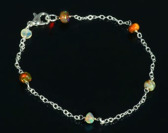 Ethiopian Opal Bracelet – 925 Sterling Silver, Rainbow Crystal Jewelry