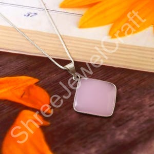 Sterling Silver Rose Quartz Pendant | Heart Chakra Healing Stone | Romantic Jewelry Gift