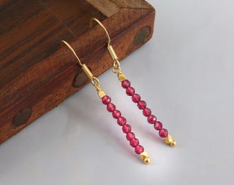 Pink Zirconia Dangle Earrings | Handmade Minimalist Jewelry