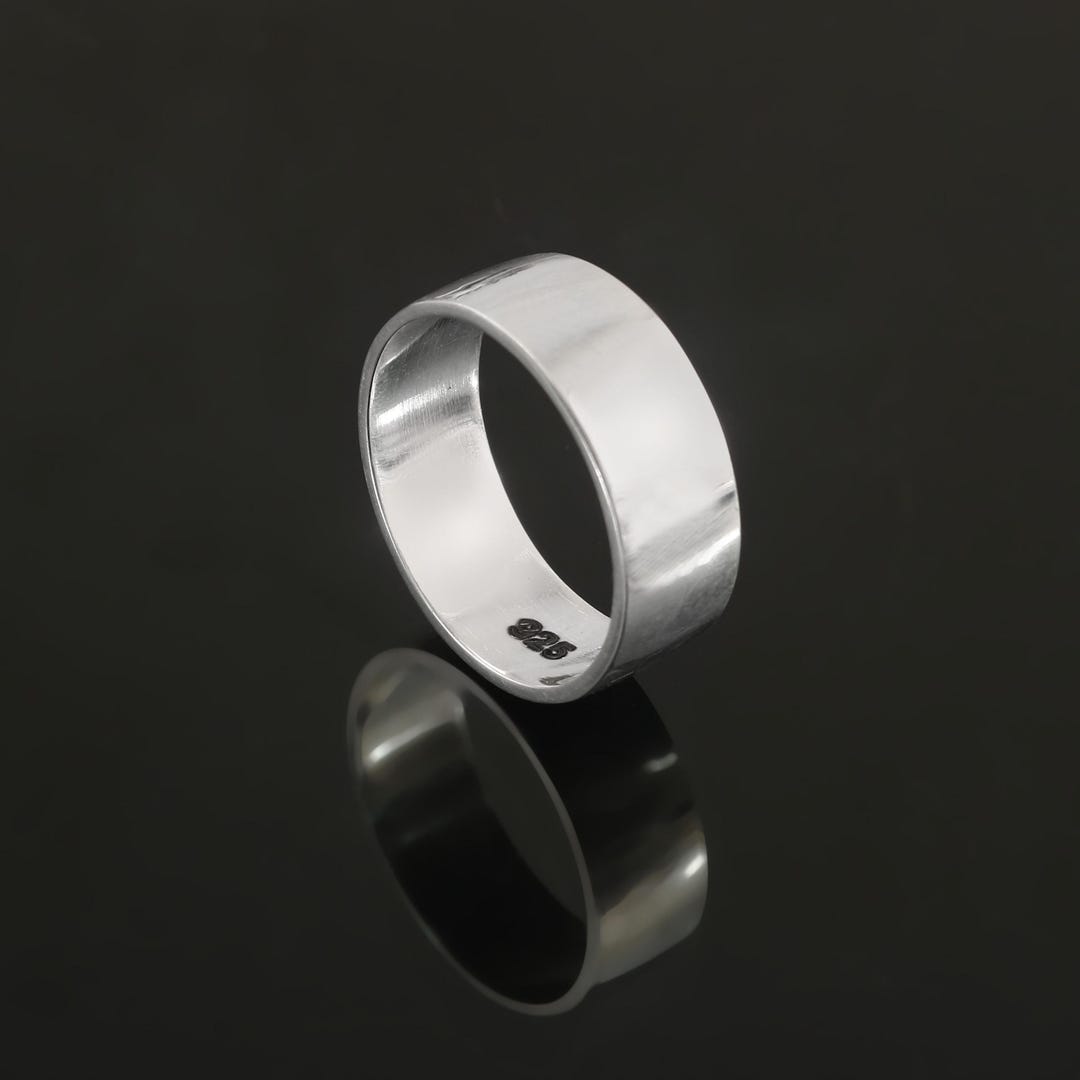 925 Sterling Silver Wide Band Ring | Unisex Polished Statement Ring - Etsy