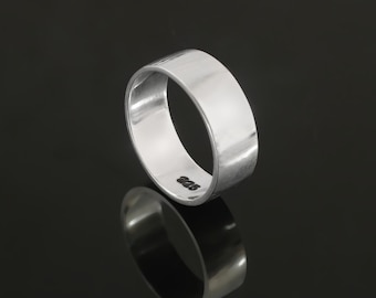 925 Sterling Silver Wide Band Ring | Unisex Polished Statement Ring