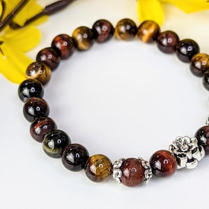 Lotus & Tiger&#39;s Eye Bracelet: Strength, Balance, Enlightenment