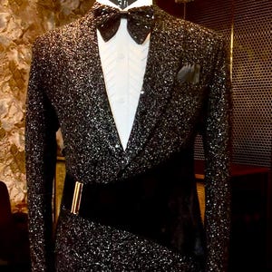 Sparkle black embroidered tuxedo, pearl black tuxedo, proms tuxedo, groom tuxedo, custom made tuxedo, all sizes custom