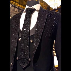 メンズ ディーププラムベルベット ダブルブレストスーツジャケット