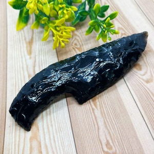Hand-Knapped Black Obsidian Athame Knife: Crystal Healing Decor