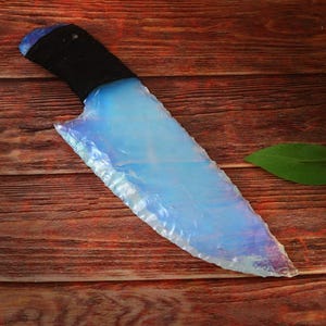 New Hand Knapped Opalite Crystal Athame Black Dager Knife: Meditation, Chakra Healing 3'' To 3.5'' Inches