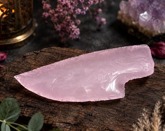 Rose Quartz Crystal Knife, Handmade Pink Stone Knife, Crystal Dagger, Boho Decor, Spiritual Gift, Unique Handmade Gift