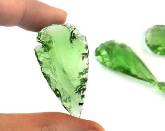 Green Light Obsidian Arrowhead Pendant: Healing Crystal, Boho Gemstone Jewelry