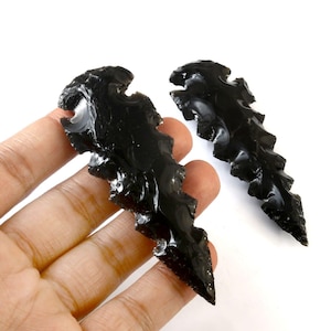 Hand Knapped Black Obsidian Arrowhead: Chakra Healing Stone